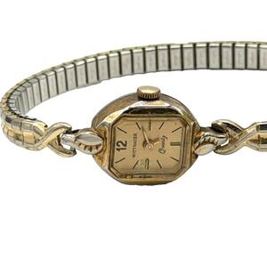 Vintage Wittnauer Women's Gold Tone Quartz Watch Stretch Band Running